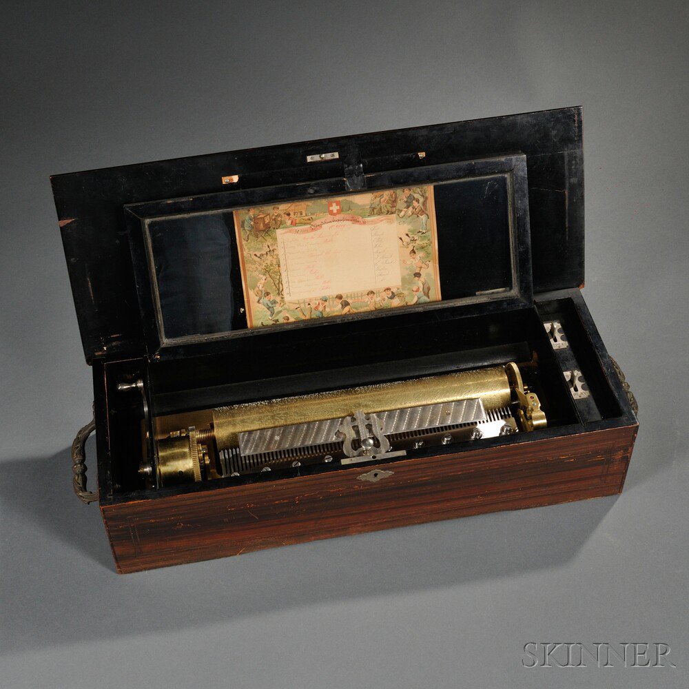 Appraisal: Ten-air Cylinder Musical Box Switzerland with a -in cylinder single