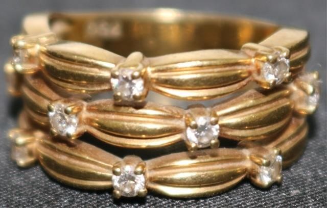 Appraisal: TIFFANY KT YELLOW GOLD TRIPLE BAND STYLE RINGWITH SMALL DIAMONDS