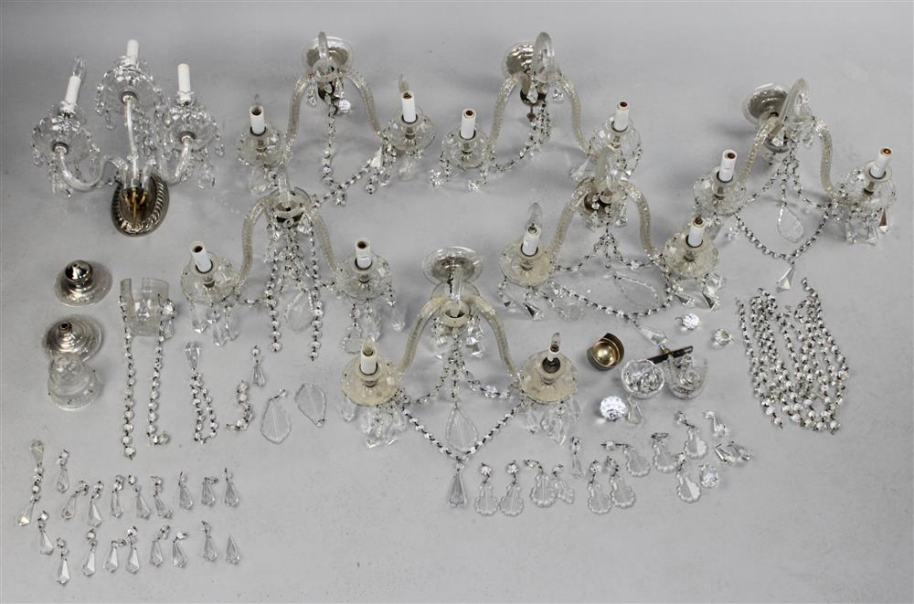 Appraisal: SET OF SIX GEORGIAN STYLE TWO LIGHT CUT GLASS WALL