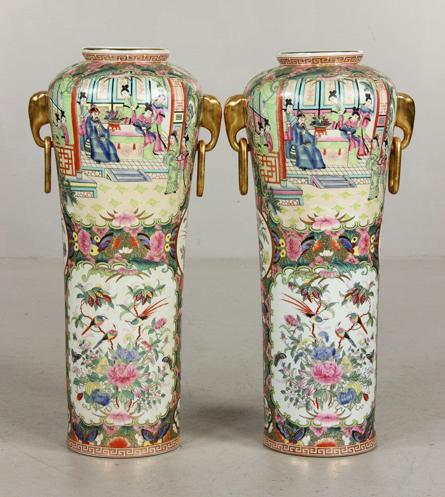 Appraisal: - Pr Chinese Rose Medallion Vases Pair of Chinese rose