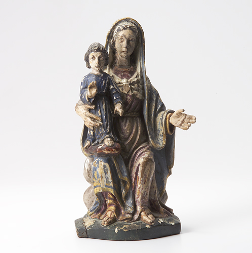 Appraisal: th c carved figure of Madonna and Child with remains