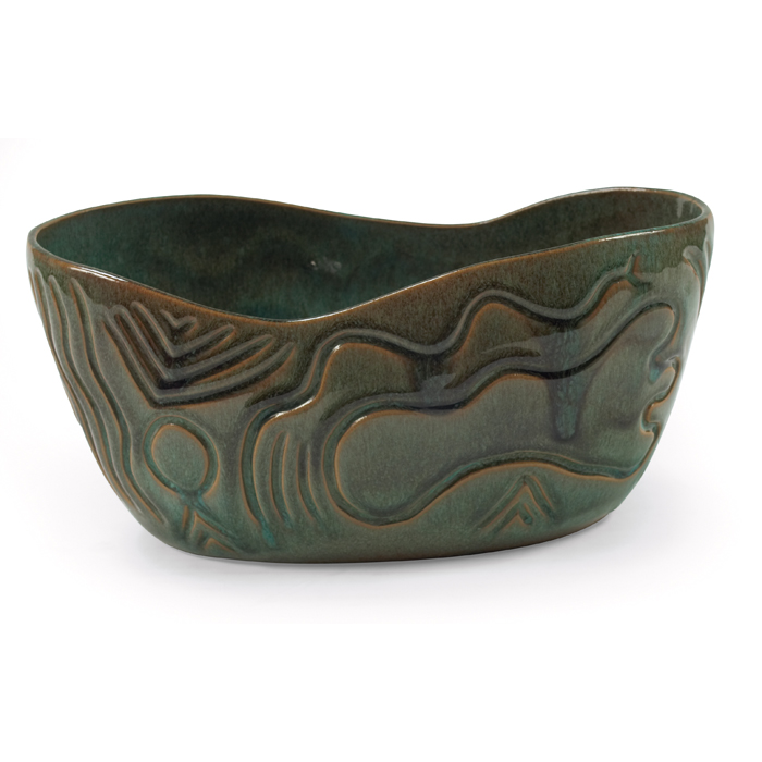 Appraisal: Julio de Diego bowl for Stonelain oblong form with carved