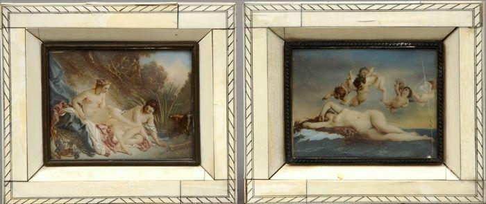 Appraisal: Two Continental Miniature Paintings on Ivory Signed Dupr x in