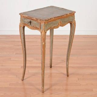 Appraisal: Nice Continental Rococo gray painted side table th c possibly