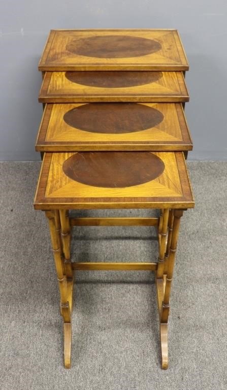 Appraisal: Mastercraft inlaid nesting tables Tallest h x w Condition top