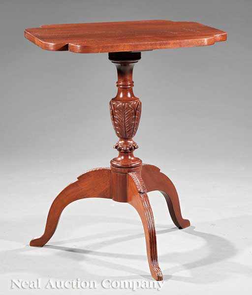 Appraisal: An American Classical Carved Mahogany Candlestand c New York turned