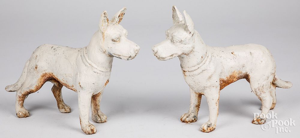 Appraisal: Two cast iron German Shepard dog doorstops Two cast iron