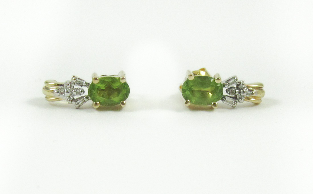 Appraisal: PAIR OF PERIDOT AND DIAMOND EARRINGS each k yellow and