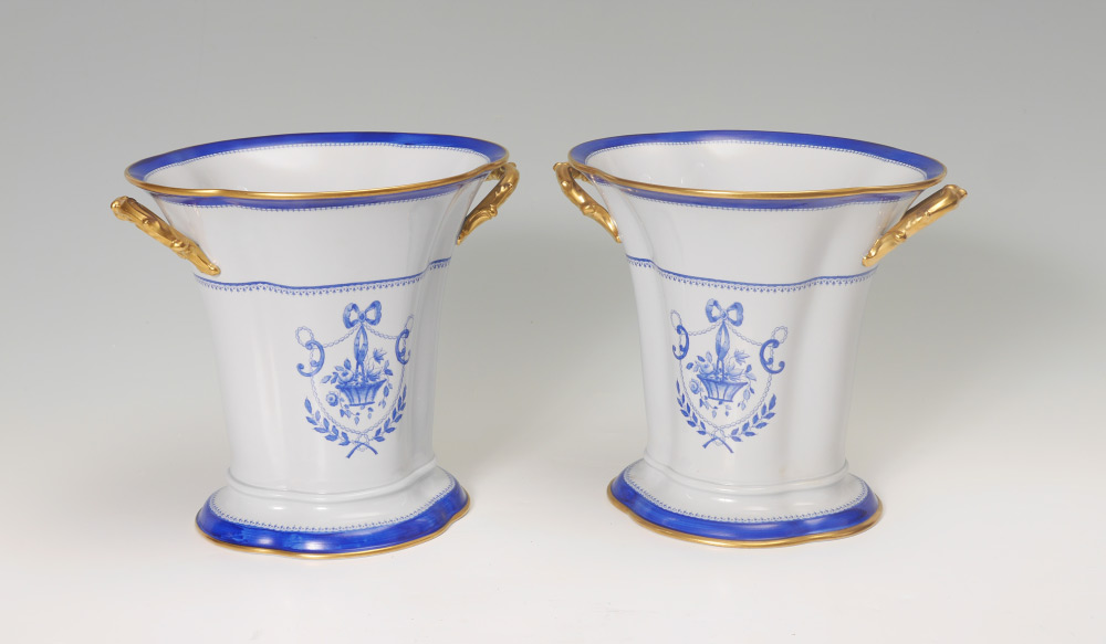 Appraisal: PAIR SPODE FOR TIFFANY NEWBURYPORT CACHE POTS cache pots in