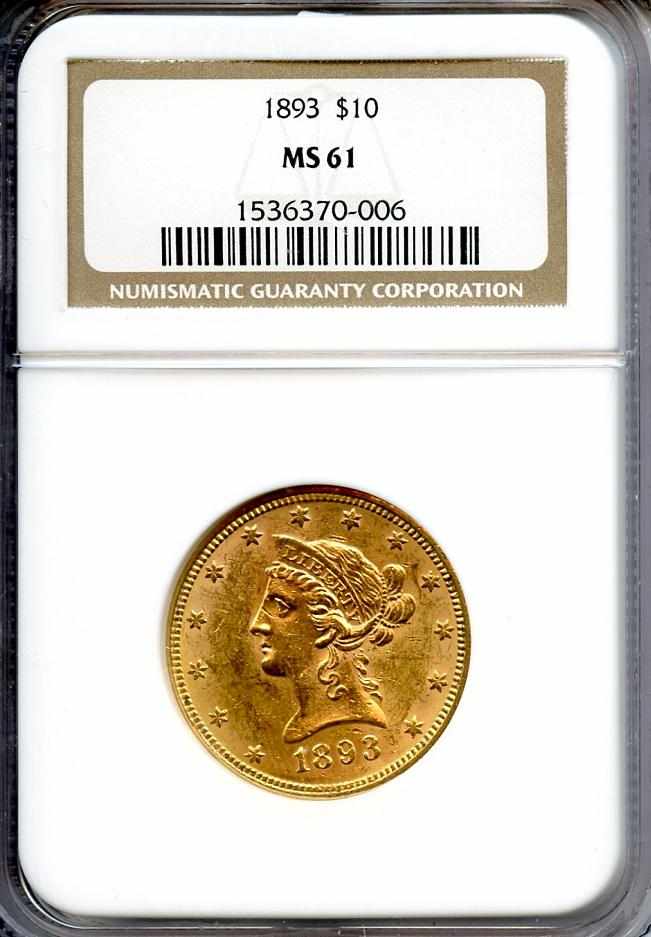 Appraisal: MS NGC Typically abraded for the assigned grade Frosty yellow-golden