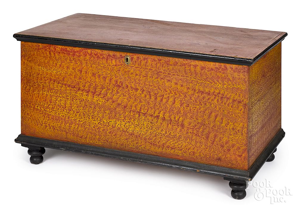 Appraisal: Pennsylvania painted pine blanket chest Pennsylvania painted pine blanket chest