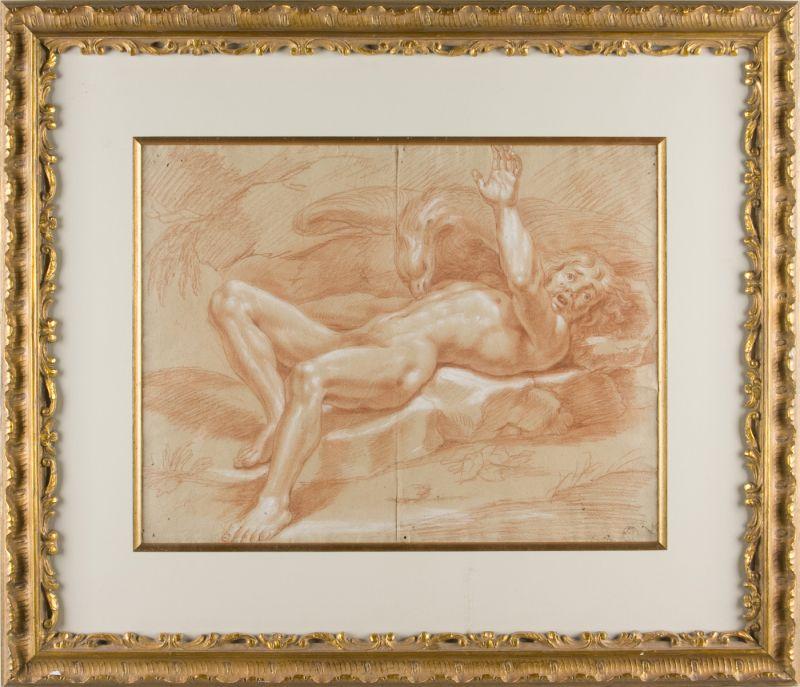 Appraisal: Roman School Prometheus th c red and white chalk drawing