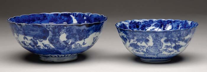 Appraisal: TWO BLUE AND WHITE IMARI BOWLS th Century Similar footed