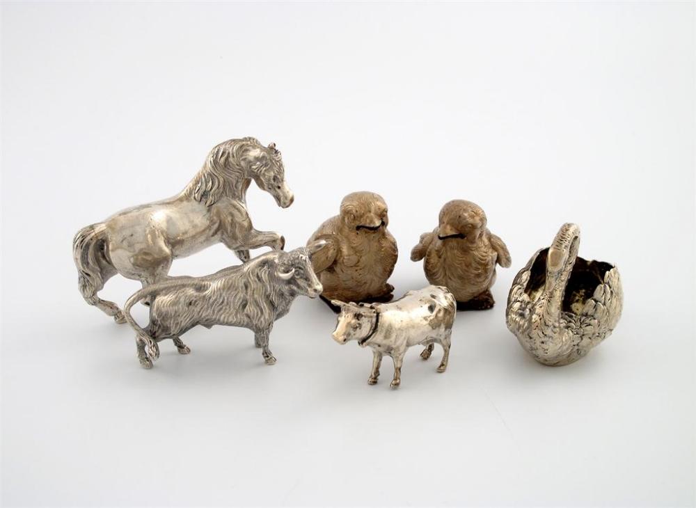 Appraisal: A mixed lot of continental silver and metalware animals