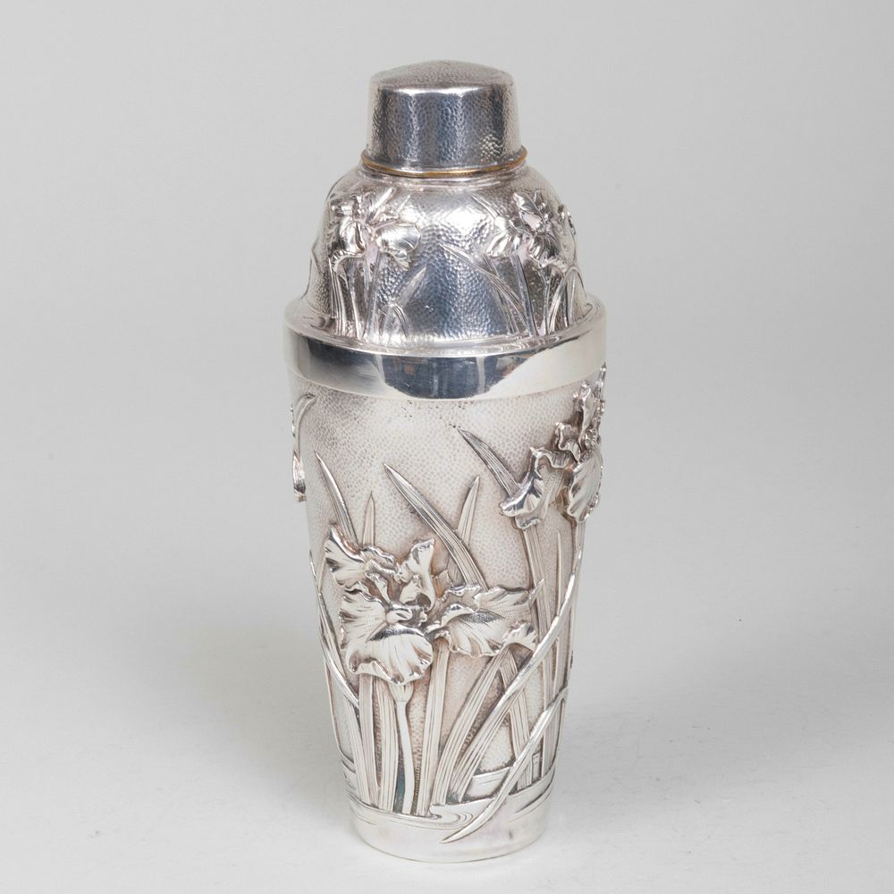 Appraisal: Samurai Shokai Yokohama Japanese Export Silver Cocktail Shaker Decorated with