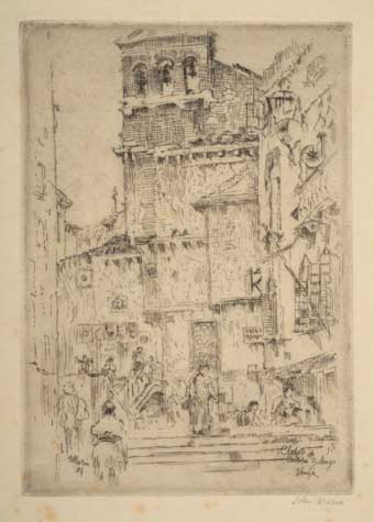 Appraisal: JOHN MARIN Clock Tower of Sta Maria Zobenigo Venice Etching