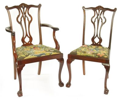 Appraisal: A set of eight mahogany dining chairs in th century