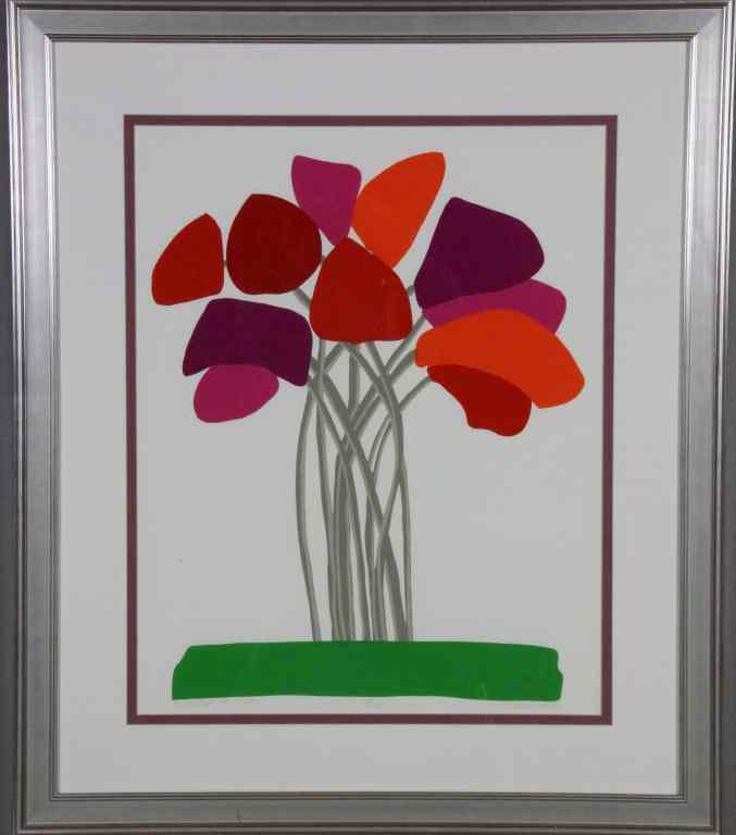 Appraisal: Framed Abstract Print of Tulips - signed GelakoskNicely framed contemporary