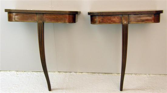 Appraisal: Pair of th century mahogany wall mounted side tables Boxwood