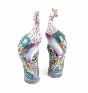 Appraisal: Pair of Chinese Porcelain Phoenixes Pair of Chinese export famille