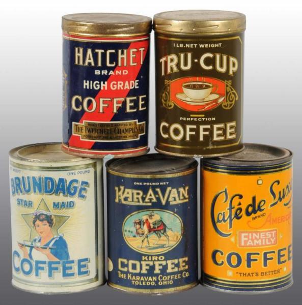 Appraisal: Lot of -Pound Coffee Tins Description Includes one for Brundage