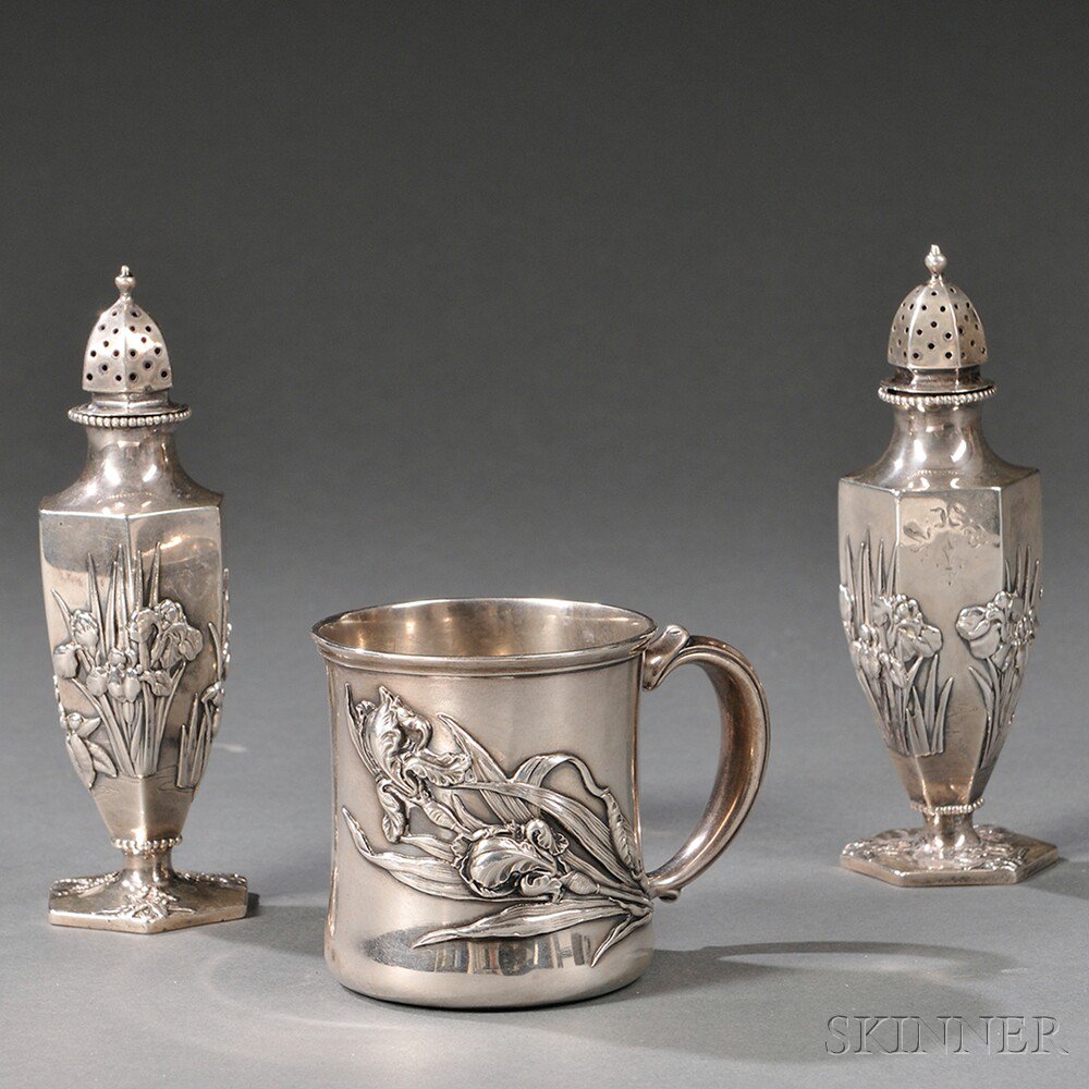 Appraisal: Reed Barton Baby's Mug and a Pair of Japanese Silver