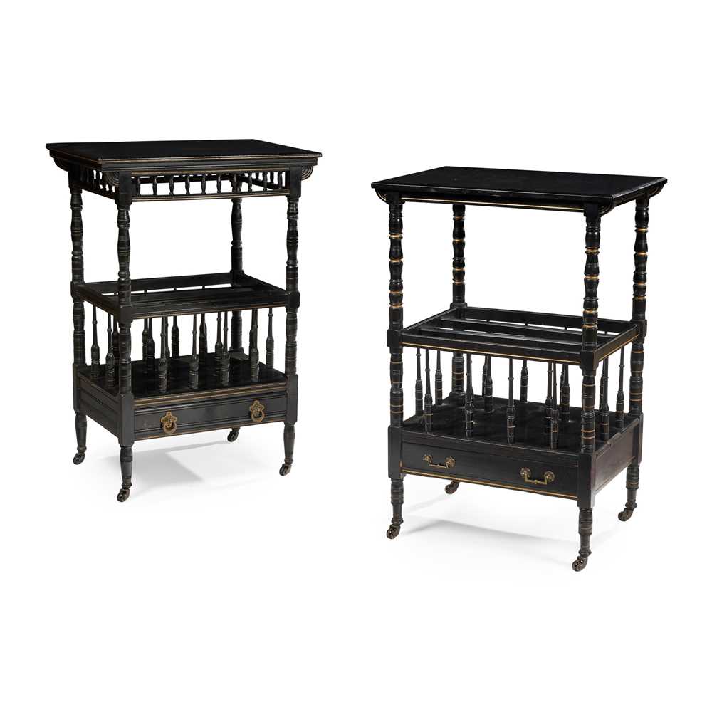 Appraisal: ENGLISH TWO AESTHETIC MOVEMENT CANTERBURY TAG RES CIRCA ebonised wood