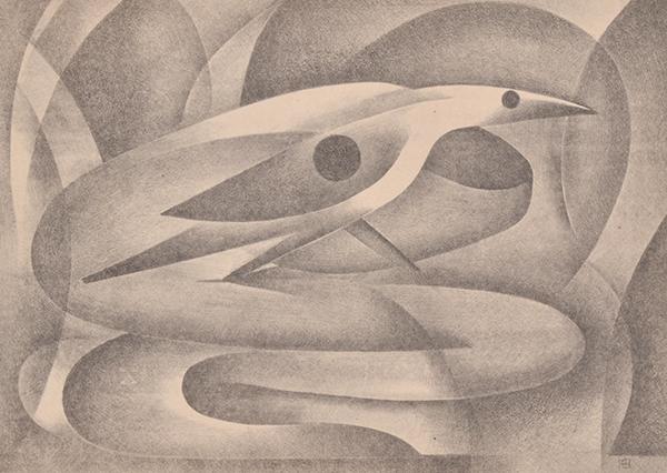 Appraisal: FRANK HINDER - Bird and Snake lithograph FRANK HINDER -