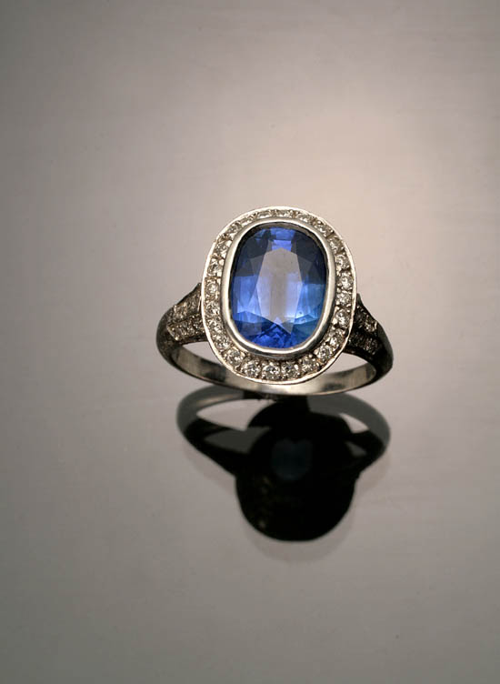 Appraisal: Platinum Blue Sapphire and Diamond Dinner Ring Set with a