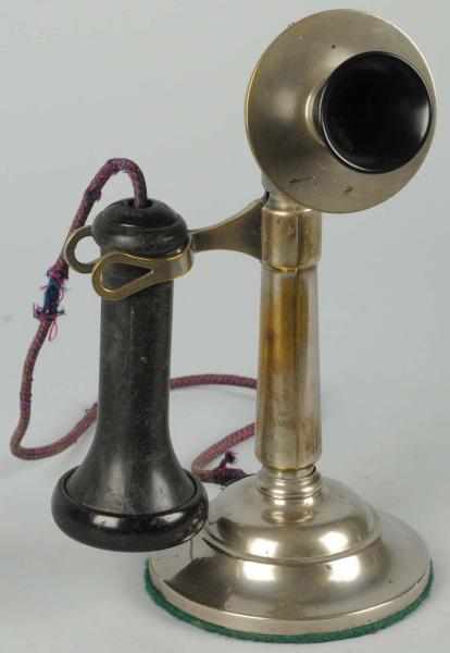 Appraisal: Century Tapered Shaft Telephone Circa nickeled brass some brass showing