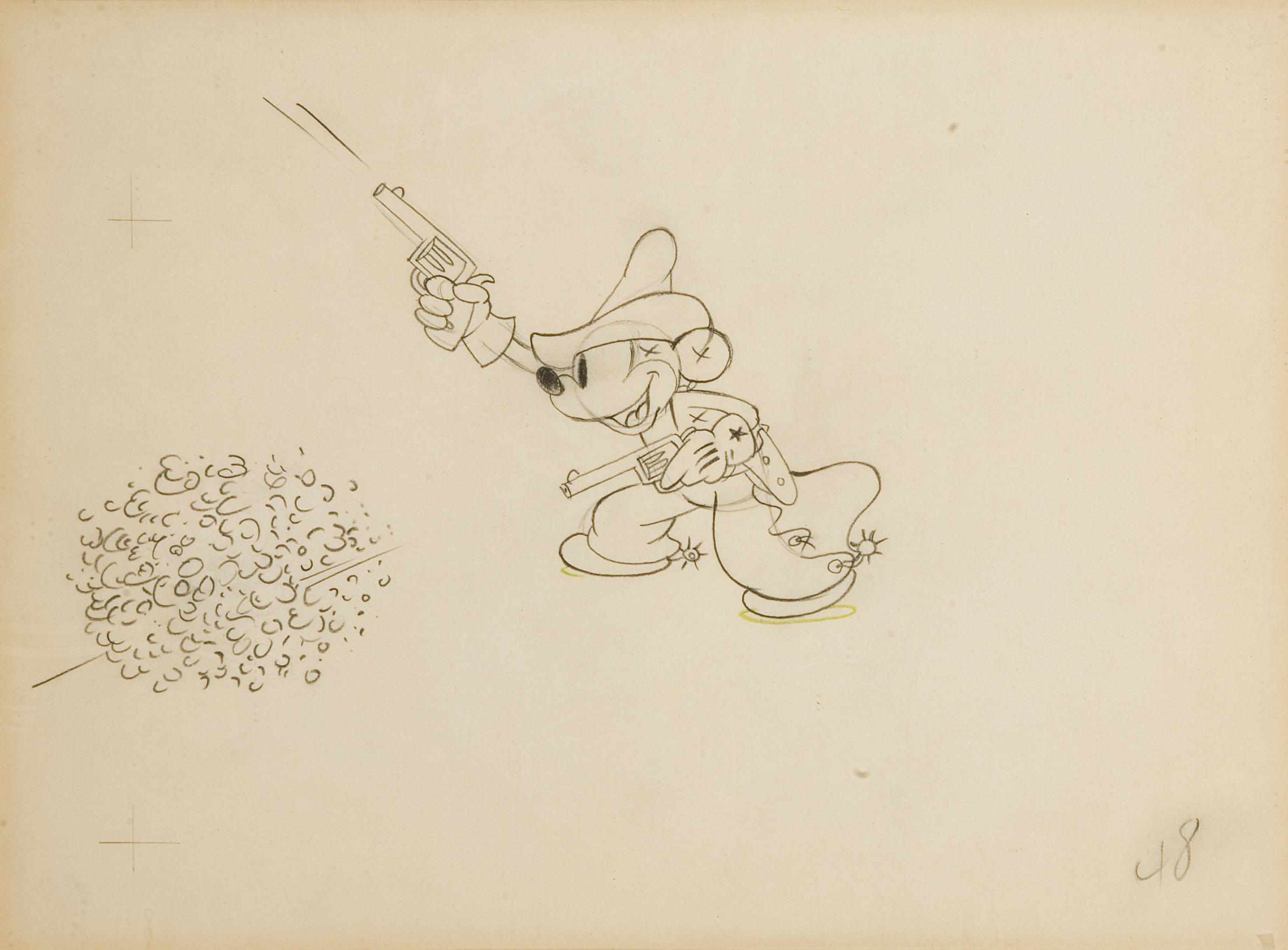 Appraisal: Two Walt Disney drawings of Mickey Mouse both pencil on