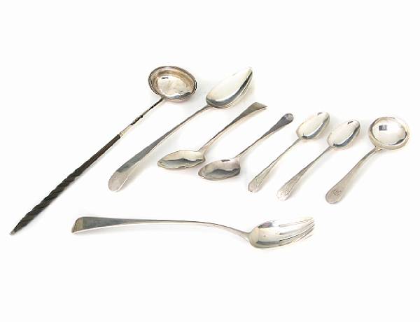 Appraisal: A group of Scottish and English silver flatware Comprising a