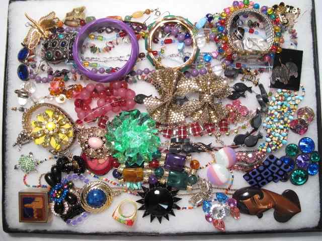 Appraisal: Tray lot assorted colorful ladies costume jewelry Includes Avon and