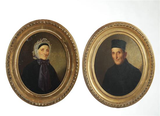 Appraisal: PAIR OF GERMAN PORTRAITS th century Older man and woman