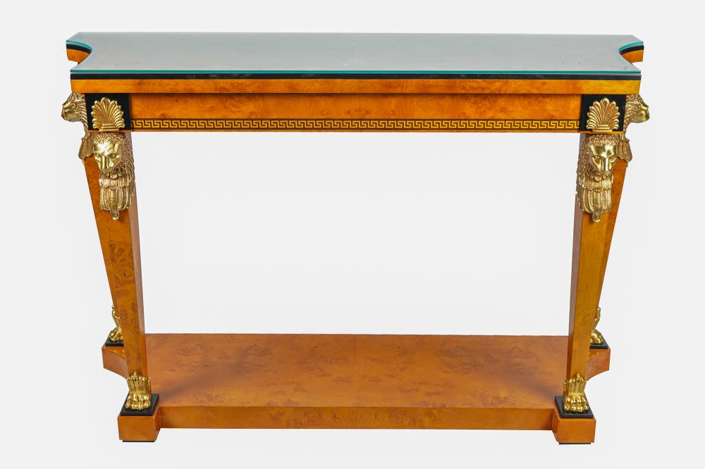 Appraisal: MARINER GILT METAL-MOUNTED CONSOLE TABLEcirca stamped maker's mark to back