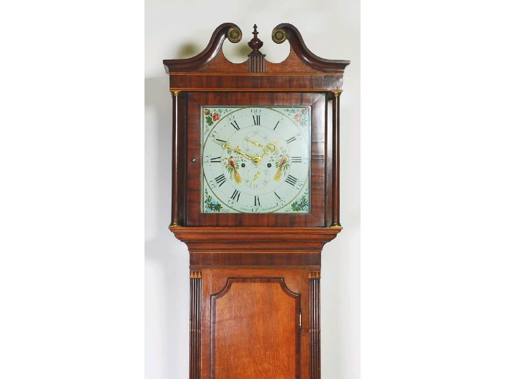 Appraisal: EIGHTEENTH CENTURY OAK AND MAHOGANY CROSSBANDED LONGCASE CLOCK by Samuel