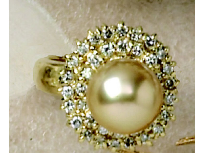 Appraisal: GOLD PEARL RING k gold pearl ring set with thirty