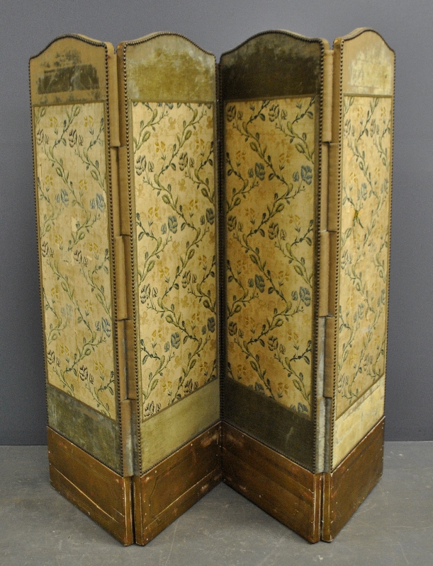 Appraisal: - Upholstery brocade four-part screen late th c h x