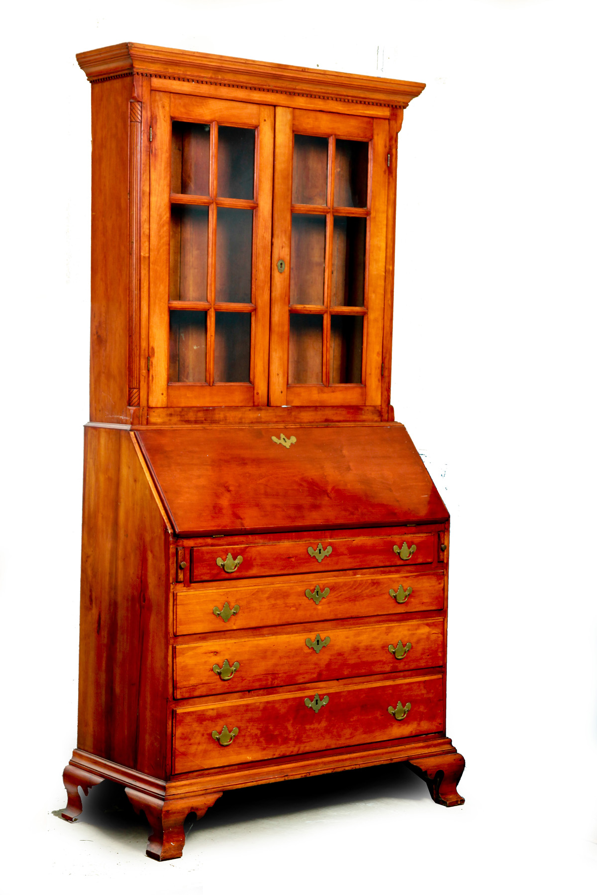 Appraisal: CONNECTICUT RIVER VALLEY CHIPPENDALE DESK-AND-BOOKCASE Late th century cherry and