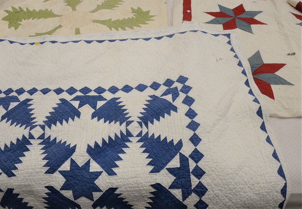 Appraisal: Group of Three Quilts red white and blue star pattern