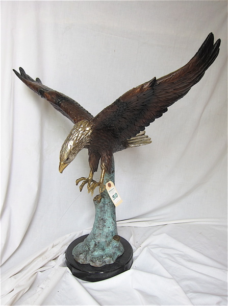 Appraisal: ORNITHOLOGICAL BRONZE SCULPTURE the study of an American bald eagle