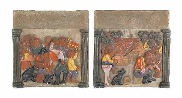 Appraisal: Pair of Henry Mercer pottery tiles ca from the Arkansas