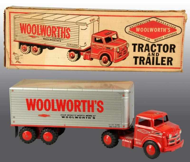 Appraisal: Marx Woolworth's Tractor Trailor Truck Toy Description Includes original box