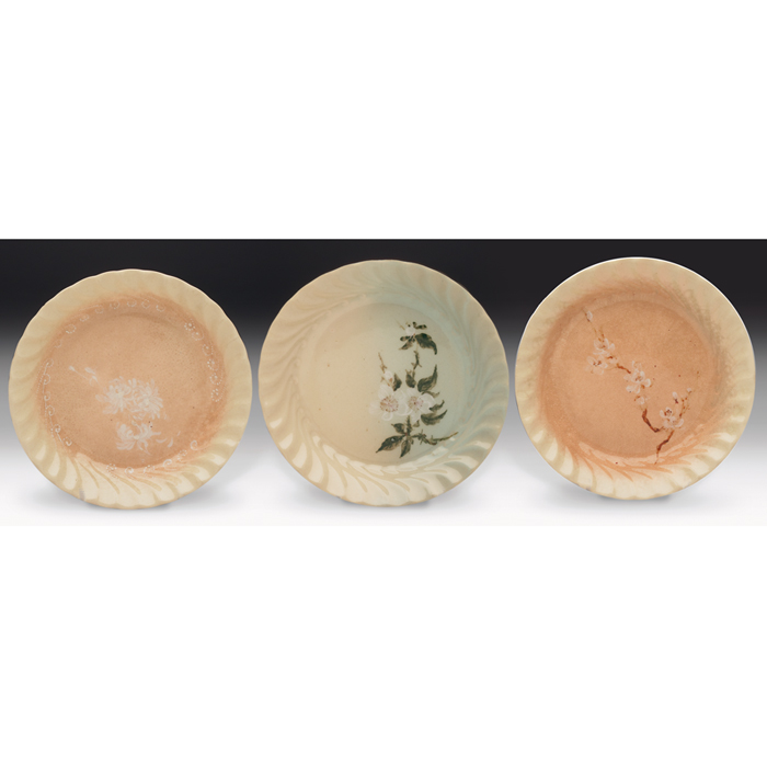 Appraisal: Rookwood plates three early form in a cameo glaze with