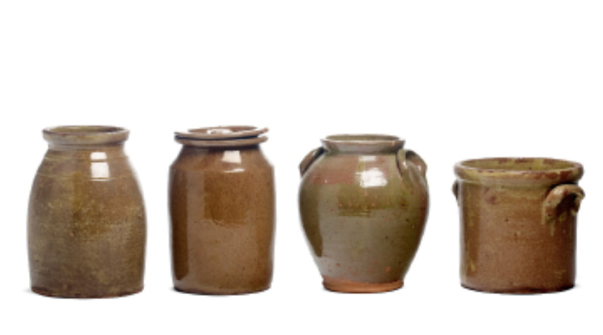 Appraisal: TWO NEW YORK GLAZED REDWARE CROCKS A JAR AND A