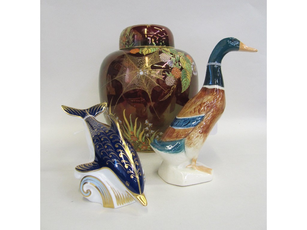 Appraisal: Royal Crown Derby Dolphin paperweight a Beswick mallard duck and