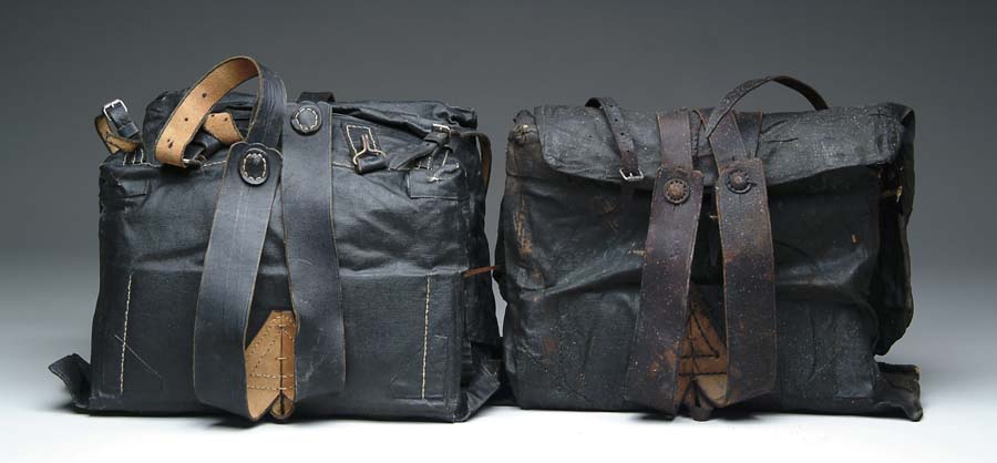 Appraisal: LOT OF CIVIL WAR KNAPSACKS Well-made reproduction soft knapsack in