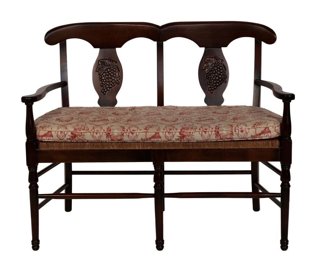 Appraisal: COUNTRY SETTEE TH CENTURY BACK HEIGHT SEAT HEIGHT LENGTH COUNTRY