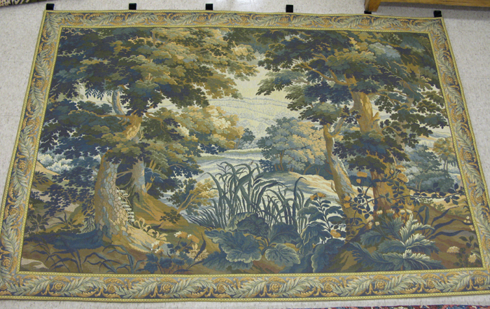 Appraisal: AN ITALIAN TAPESTRY depicting an extensive garden landscape ft in