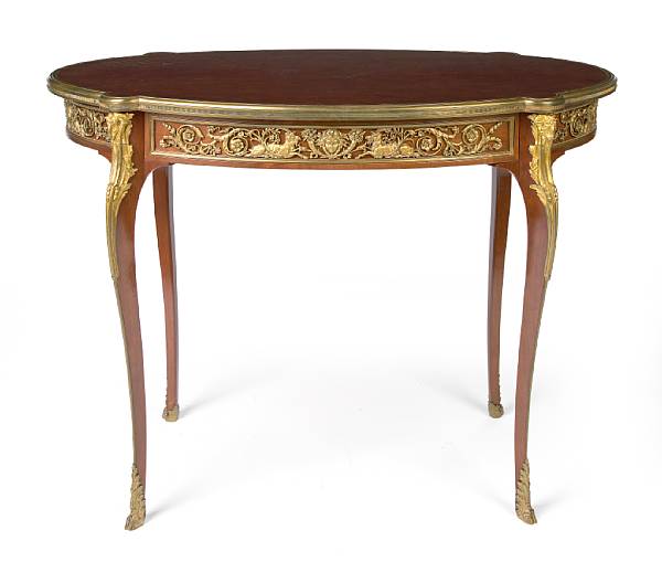 Appraisal: A Louis XV style gilt bronze mounted mahogany table circa